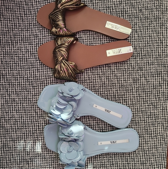 ❌❌❌SOLD❌❌❌  Zara Flat Sandals Bundles - Picture 1 of 1